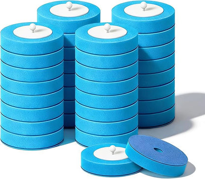 SOPAMI 32pcs Disposable Toilet Brush Sponge Head Refills, 5-Layer Pre-Loaded Rich Foam Sponge Replacement. Scrub Heads for Disposal Toilet Brush Wand. (32pcs Refill Heads)