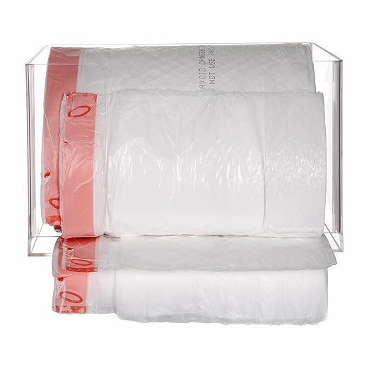 Extra Large Trash Bag Dispenser Roll Holder, Wall Mount Acrylic Garbage Bag Dispenser Roll Holder for Kitchen Cabinet, Trash Waste Bin Liners Organizer Under Sink, Clear