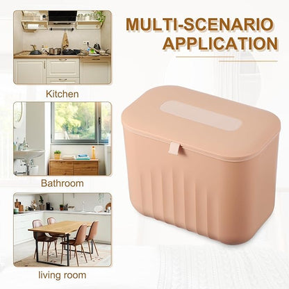uxcell Kitchen Compost Bin Hanging Small Trash Can, 7L/1.8Gallon Plastic Trash Can with Lid, Suitable for Countertop, Under Sink or Wall Mounted, Pink