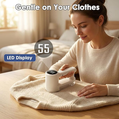 Fabric Shaver Rechargeable, 3-Speed Lint Shaver, 2-in-1 Lint Remover Shaver with 6-Leaf Blades & LED Display, Sweater Shavers to Remove Pilling, Pilling Remover for Clothes, Furniture, Blanket, Couch