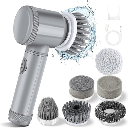 Electric Spin Scrubber - Shower Scrubber,Bathroom Scrubber Electric,for Cleaning Tub, Floor, Tile, Window, Sink, Kitchen Cleaning with 6 Electric Cleaning Brush Head (8)