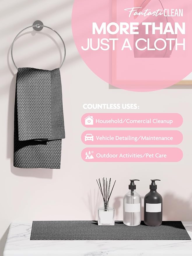 Fantasticlean Large Microfiber Cleaning Cloth Roll - 18'' by 12'', 24 Sheets, Thick, Super Absorbent and Reusable Rags, Daily Cleaning Supplies for Vehicle.. (DimGrey)