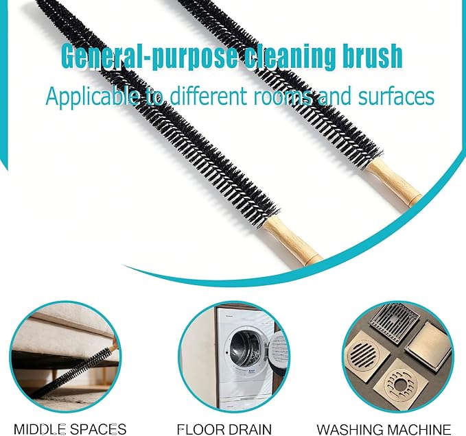 Dryer Vent Cleaner Brush, 2 Pack, 27.95 Inches, Flexible Full-Bristle Lint Removal Tool for Trap Duct