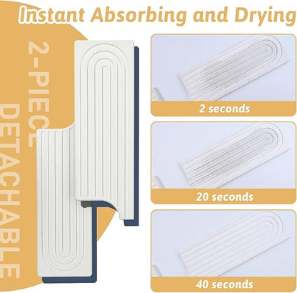 U Shape Sink Draining Mat Behind Faucet, Super Absorbent Diatomite Fast Drying Stone, Quick Drying Splash Guard, Prevents Moisture Buildup, Around Faucet Drip Mat for Kitchen Bathroom Counter, White