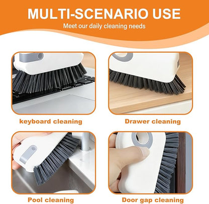 2 in 1 Window Track Cleaning Brush, 2026 New Groove Crevice Cleaning Tool, Multifunctional Hard Bristle Grip Brush with Hidden Scraper, Gap Scrub Brush for Sliding Door, Window Sill (1Pc-Orange)