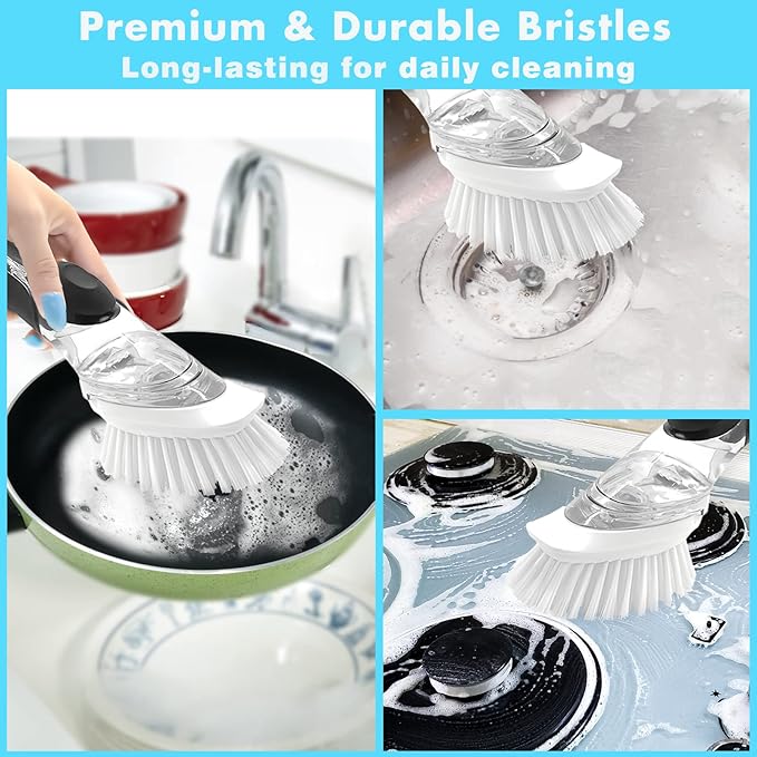 Dish Brush Refill, 4 Pack Dish Brush Replacement Head for OXO Dish Brush, Brush Dispenser Refill Fits Soap Dispensing Handle