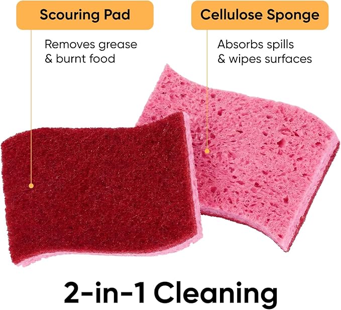 Kitchen Sponges for Washing Dishes, Non-Scratch Cellulose Dish Scrub Sponges, Cleaning Sponges for Household Use, Safe Cleaning Products, Kitchen Sponges Pack of 12, by Superio