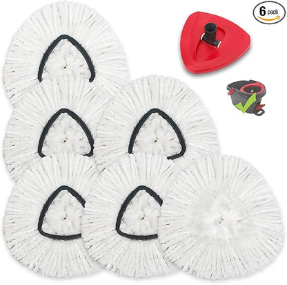 6 Pack Mop Heads Replacements for O-Cedar, Compatible with O Ceda EasyWring Spin Mop Replace Refills for Ocedar, Deep Cleaning Machine Washable and Easy-to-Replace