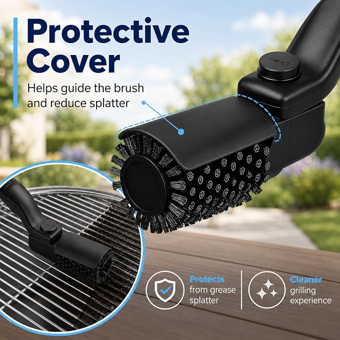 Electric Grill Brush, Cordless BBQ Cleaner for Gas, Charcoal and Smoker Grates, 3 Speed 300 to 400 RPM, 90 Min Runtime, 180 Degree Adjustable Head, Type C Rechargeable