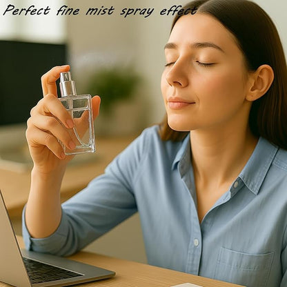 6Packs 1Oz/30ml Clear Glass Atomizer Spray Bottles Refillable Fine Mist Perfume Dispenser Bottles Containers with Silver Caps for Travel,Decants,Cologne DIY