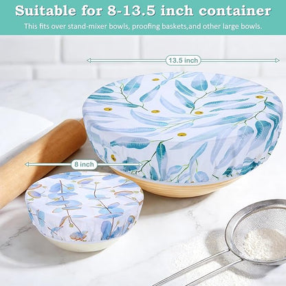 2 Large Reusable Beeswax Bowl Covers for Bread Proofing, 10/12 Inch Elastic Beeswax Wraps Cotton Cloth Sourdough Bowl Covers for Proofing Baskets, Mixer Bowls, Food Storage Containers