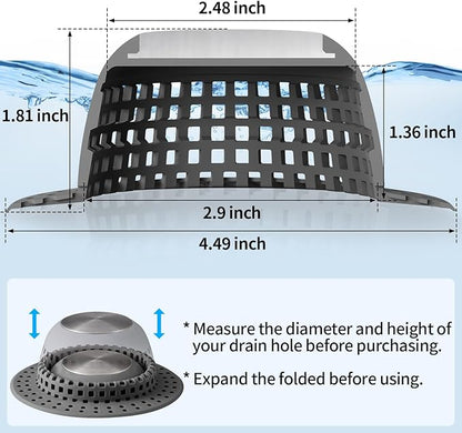 Aluvor Shower Drain Hair Catcher, Bathtub Drain Cover Foldable Silicone Shower & Tub Protector for Pop-Up & Regular Drains