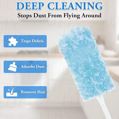 40 Count Dusters Refills – 360° Dusting Pads with Upgraded Thick Fibers, Disposable & No Washing Needed,Duster Heads for Blinds Ceiling Fans Furniture Multi-Surface Dusting