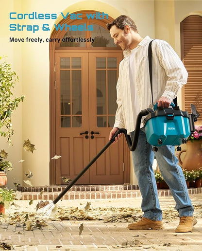 Seesii Cordless Shop Vac Wet and Dry, 2.6 Gallon Small Shop Vac with Accessory Storage Holder, 2 x 4.0Ah Batteries, 3-in-1 Wet Dry Vacuum with HEPA Filter, Strap, Ideal for Garage, Car, Workshop