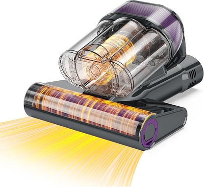 LED Display Mattress Vacuum Cleaner, 18Kpa Bed Vacuum Cleaner with 253.7nm UV-C Light, HEPA Filter & Ultrasoni, 149℉ Heat, Triple-Cup Versatile Handheld Vacuums for Pet Hair Fine Dust, Dark Gray