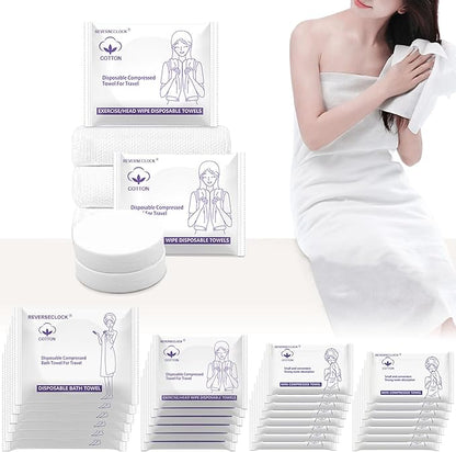Disposable Towel Set Compressed Towels Large Bath Towel Face Towel Cotton Thick Portable Reusable Washcloth for Travel Camping Hiking Swimming Outdoor Sports Beauty Salon Cleaning Travel Kit for Hotel