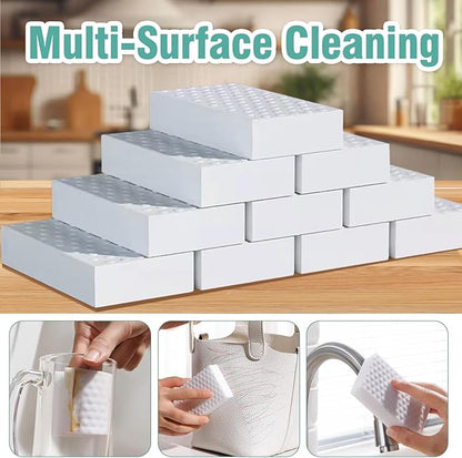 Heavy Duty Magic Sponges Cleaning Eraser Large Size 10 Pack, 2X Compressed Melamine Sponge Cleaner, Melamine Foam All Purpose Cleaning Pads, Stain Remover for Home Kitchen Bathroom Sneaker Car