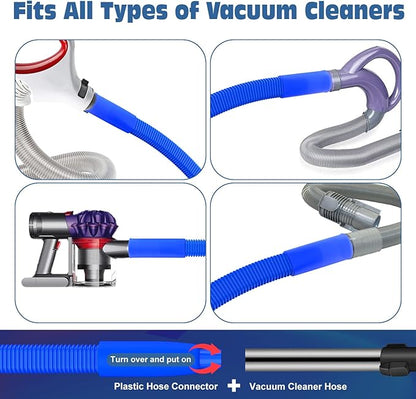 PetOde 2 Pieces Dryer Vent Cleaner Kit Compatible with Most Vacuum Cleaner, Dryer Lint Brush and Vacuum Hose Attachment, Quickly Lint Remover, Deep Blue