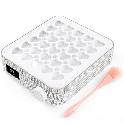 BQAN Nail Dust Collector Portable for Home & Salon - 4200RPM Vacuum with Reusable Filter, for Acrylic Drilling Dust Beginner Friendly Small Manicure Tool (White AB Rhinestones)