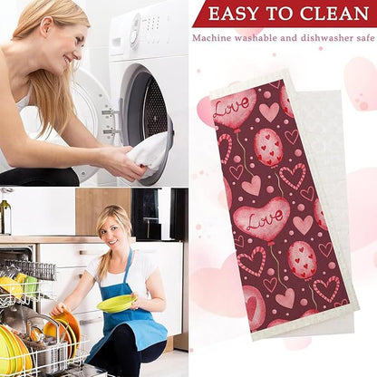 Swedish Dishcloths for Kitchen | 6 Pack Floral Reusable Paper Towels Washable | Swedish Dish Towels | Non-Scratch Cellulose Sponge Cloths | No Odor, Biodegradable Cleaning Cloths, Valentine's Day 1