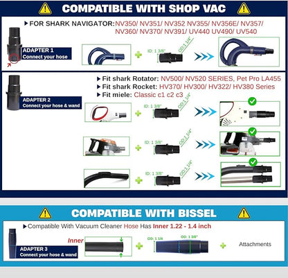 Universal Vacuum Attachments Hardfloor Brush and Replacement Accessories for Vacuum Cleaners - Horsehair Hardwood Floor Attachments and Vacuum Hose Adapter Kit - Vacuum Attachments for Car Detailing