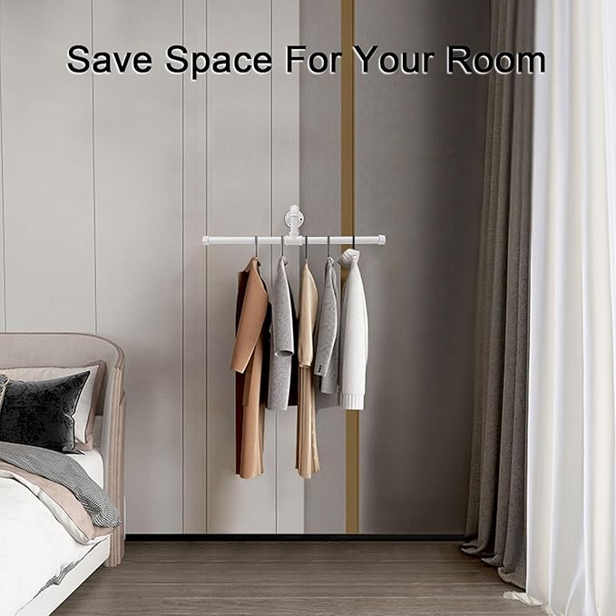 Industrial Pipe Clothes Rack Wall-Mounted, Multi-purpose Rustic Vintage Hanging Rod for Space-Saving Storage in Bedroom, Bathroom, and Laundry Room, 2 Pack White