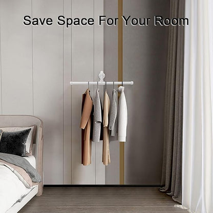 Industrial Pipe Clothes Rack Wall-Mounted, Multi-purpose Rustic Vintage Hanging Rod for Space-Saving Storage in Bedroom, Bathroom, and Laundry Room, 2 Pack White
