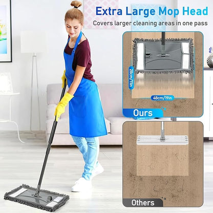 Wall Cleaner Mop with Long Handle, Wall Dust Cleaning Mop for Washing Walls with 2 Microfiber Reusable Pads,Floor Dry Wet Dust Mops for Wall Washer, Floor,Ceiling Cleaner