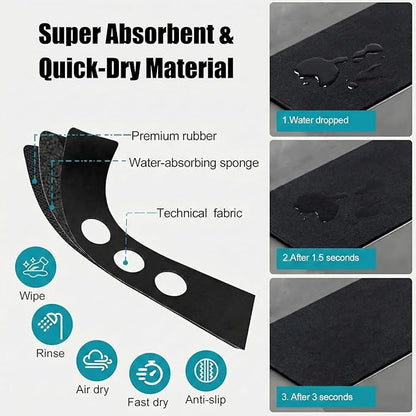 2PCS Faucet Mat for Bathroom Sink 3 Holes: 24’’Lx4.5’’W Splash Guard Fits 8 Inch Widespread Farmhouse Vintage Bridge Kitchen Vanity Faucet - Customizable Drip Catcher for Irregular Sink