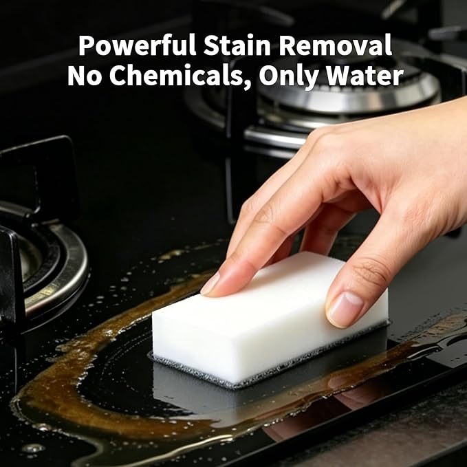 45+5 Bonus - Extra Thick & Durable Melamine Foam Cleaning Pads - Heavy Duty Wall Cleaner & Shoe Scrubber for Bathroom, Kitchen, Baseboard - Non-Scratch, Just Add Wate