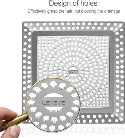 LEKEYE Shower Drain Hair Catcher | Drain Strainer | Shower Drain Cover Stainless Steel and Silicone