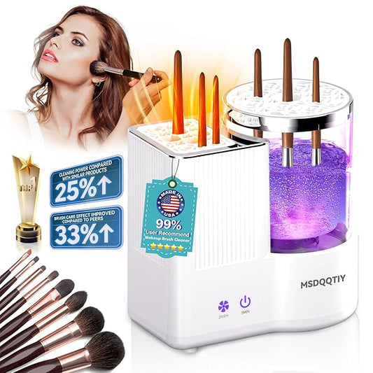 2026 Upgrade 3 IN 1 Electric Makeup Brush Cleaner【Industry NO.1-12x Cleaning Power】Makeup Brush Cleaner Machine【Perfect Design - Suitable for All Brush】 Dryer Cleaner for Makeup Brush Set