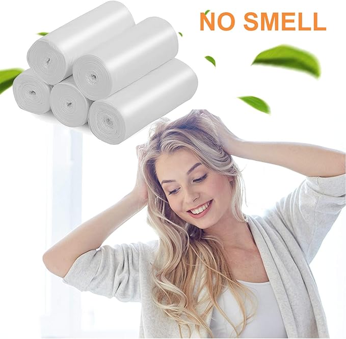 8 Gallon Compostable Trash Bags Inwaysin Tall Kitchen Garbage Bags Recycling Unscented Strong Wastebasket Bin Liners Medium Trash Can Liners for Bathroom,Bedroom,Office,Car (White)