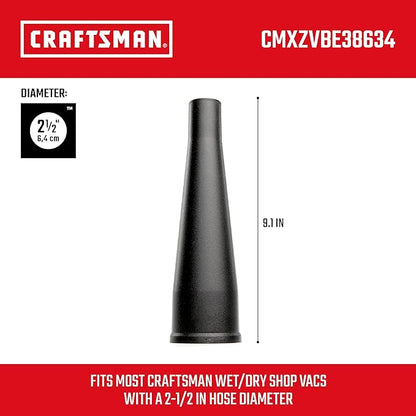 CRAFTSMAN CMXZVBE38634 2-1/2 in. Concentrated Blower Nozzle Wet Dry Vac Attachment, Industrial-Grade Shop Vacuum Accessory for Clearing Debris, Fits 2-1/2 in. Hose Diameter