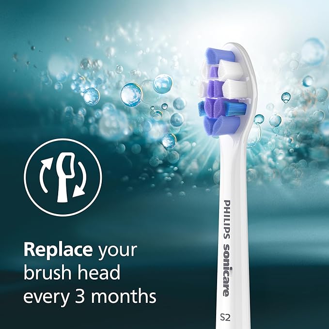 Philips Sonicare S2 Sensitive - Genuine Replacement Electric Toothbrush Heads, White, 3 Pack, HX6053/77