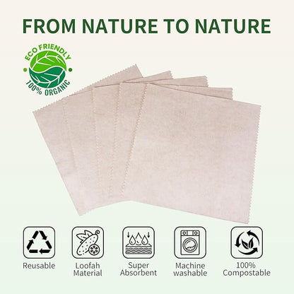15 Pack Reusable Kitchen Rags for Counter, Made of Degradable and Compostable Loofah Fiber, 7.87"*7.87" Soft and Odor-Free, no Deformation, no Shrinkage After Drying
