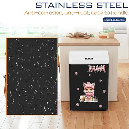 13 Gallon Trash Can Kitchen Trash Can with Lid High Capacity Automatic Garbage Can Stainless Steel Motion Sensor Trash Bin for Kitchen Bedroom, Black