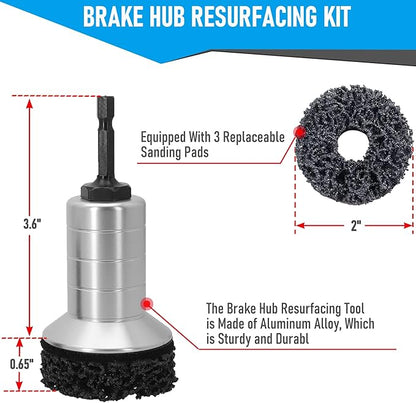 Wheel Hub Cleaning Kit,Brake Hub Cleaning Kit Includes 3 Pads,Holder and Adapter,Fits Power Drill or 1/2" Impact Driven Wrenches