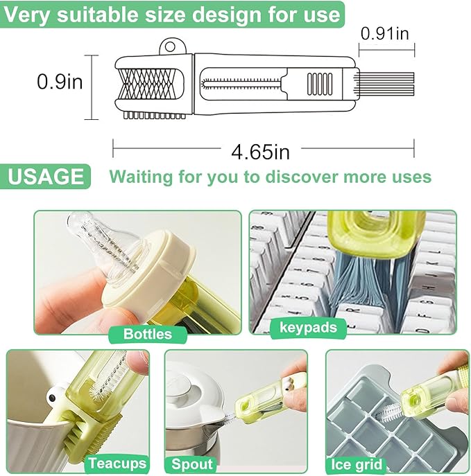 4 in 1 Cup Lid Cleaning Brush - Multifunctional Water Bottle Crevice Cleaning Brush, Portable Cup Lid Brush, Home Kitchen Crevice Brush Tools for Tiny Cup Lid Detail, Bottle Tight Spaces Cup (3 PCS)