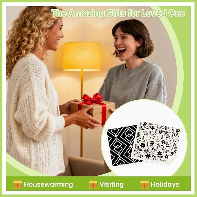 Swedish Dishcloths for Kitchen, 5 Pack Flower Line Reusable Paper Towels with 3 Hooks, Washable Dish Cloth Set, Absorbent Cleaning Cloth for Home Washing Dishes Housewarming Gifts for Friend