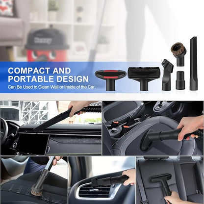11Pcs Universal Vacuum Attachment Kit 1-1/4" Vacuum Hose Adapter Wet Dry Plastic Vacuum Cleaners Accessories with Extension Wand Horse Hair Brush Flexible Crevice Tool Adapter for Shop Vac Attachment