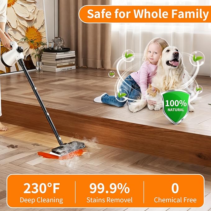 Steam Mop, Detachable Steam Cleaner 16-in-1 Lightweight Handheld Steamer for Hardwood Floors, Home, Tile,Wall Furniture, Clothes, Windows Cleaning
