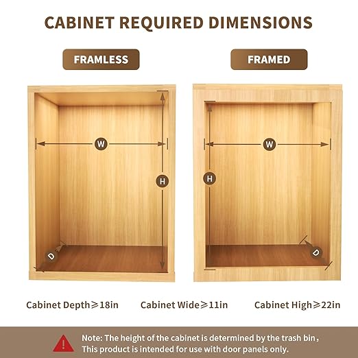Pull Out Trash Can Under Cabinet with Soft-Close Slides，Heavy Duty Under Sink Trash Can Pull Out Slider for Kitchen Cabinet，Garbage Can Not Included, Requires 11" W X 18" D Cabinet Opening