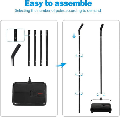 Eyliden Carpet Sweeper, Mini Size Lightweight Hand Push - No Noise, Non-Electric, Easy Manual Sweeping Only for Carpet Cleaning (Black)