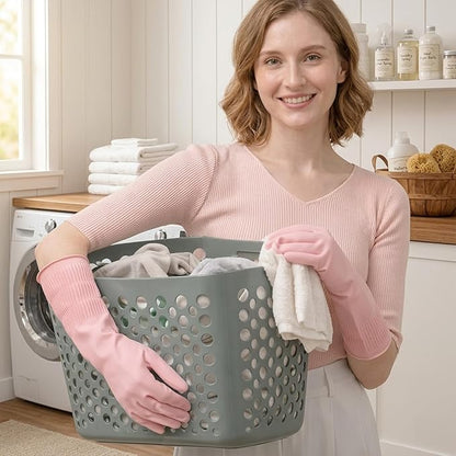 Cleaning Rubber Gloves, Waterproof Non-Slip Long Cuff Dishwashing Household Kitchen Gloves