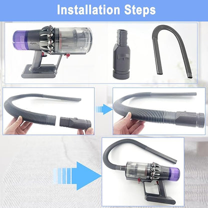 Upgraded Dryer Vent Cleaner Kit Compatible with Dryer Lint Vacuum Attachment for Dyson V7 V8 V10 V6 V11 V12 V15 Cordless Vacuum Cleaner Removes Deep Lint