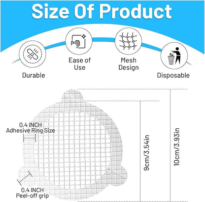 50 PCS Disposable Shower Drain Hair Catcher 3.54 Inches Round Drain Hair Catcher Stickers for Bath & Kitchen - Hair Catcher Shower Drain Cover for Human & Pet Hair - Mesh for Bathtub & Laundry