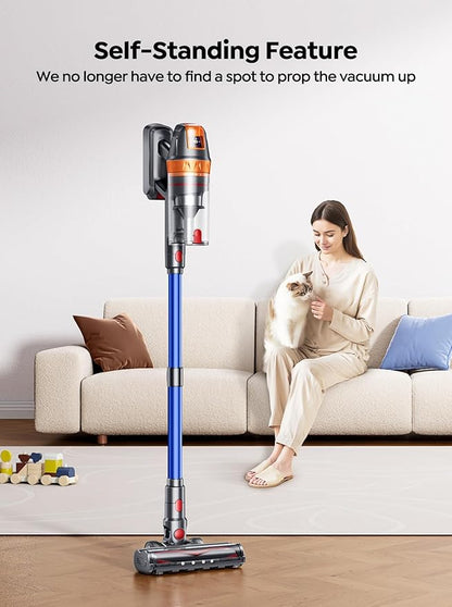 Cordless Vacuum Cleaner, 650W 55KPA 70Min with Extra Mattress Cleaning Tool, Stick Vacuum Cleaners for Home, Self-Standing, Wall Mount Charging, Stick Cordless Vacuum for Floor Pet Hair Carpet