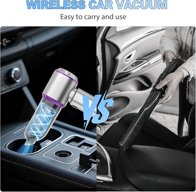 Cordless Handheld Car Vacuum, 22000PA Strong Suction Mini Vacuum, 100000 RPM Brushless Motor, 4-in-1 Portable Vacuum for Car Detailing, Pet Hair, Home, Office, Sofa, Carpet, Stairs, Couch