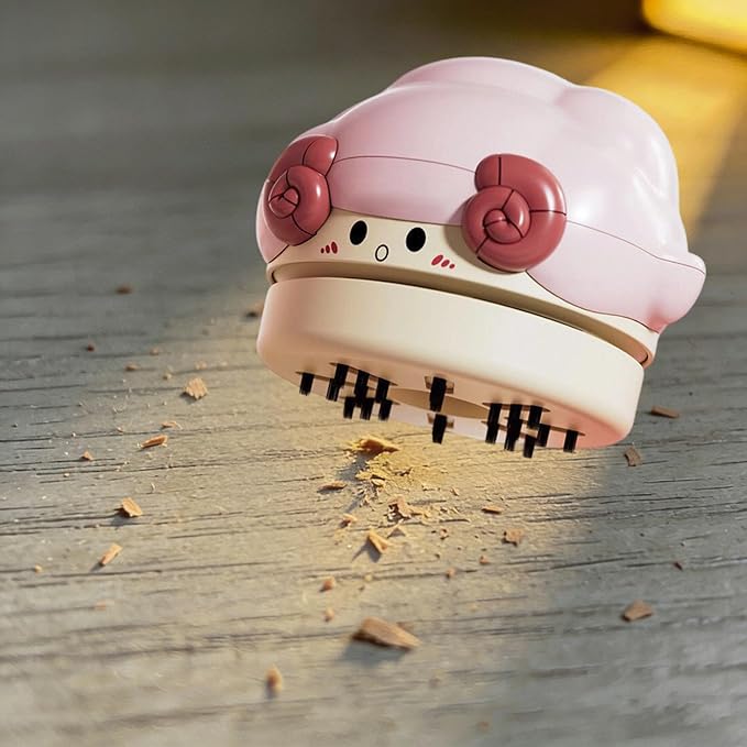 Lightweight Desktop Vacuum Cleaner, Cute Portable Mini Handheld Cleaner, USB Rechargeable Sheep Shaped Vacuum Cleaners for Home, Desk, Party, Bedroom (Pink)